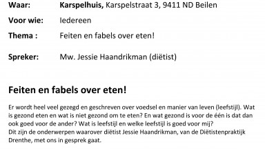 13 februari: Feiten & fabels over eten! Komt u ook?